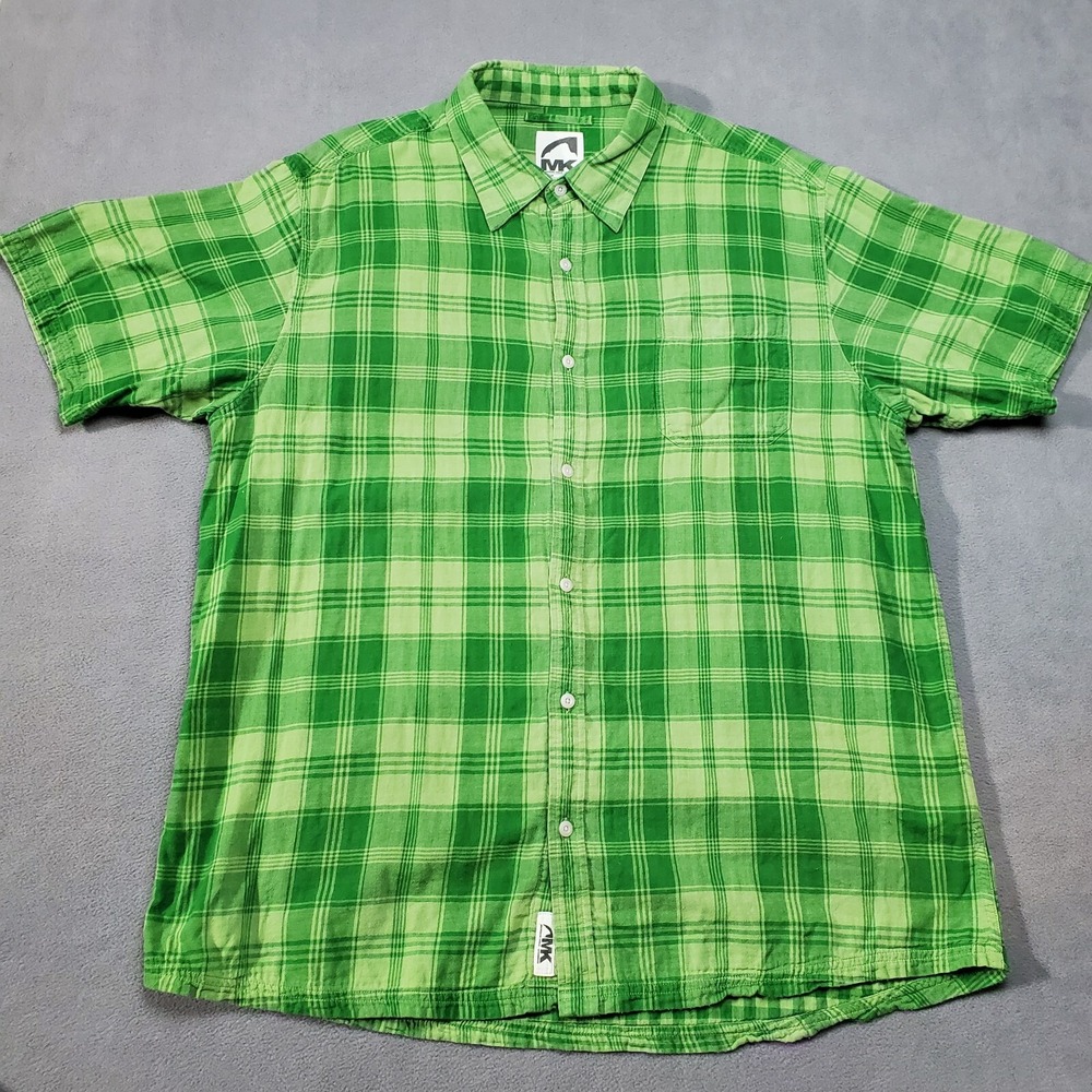 Mountain Khakis Shirt Mens XL Green Plaid Short Sleeve Outdoor Hiking Button Up